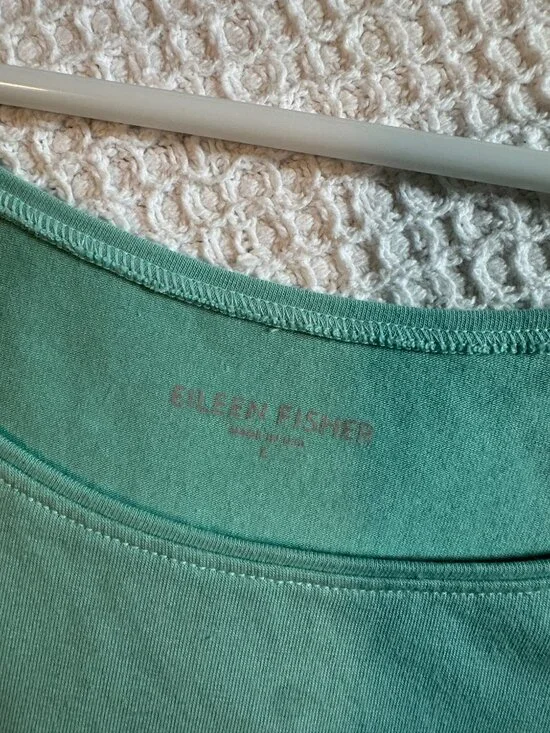 Eileen Fisher Cotton Tank and Linen Cardigan Set in Aqua size medium - Picture 7 of 10